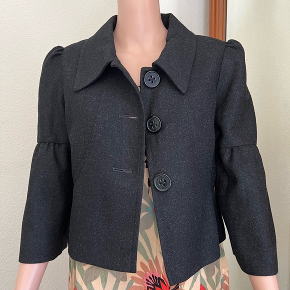 Willi Smith Black Wool Cropped Bell Sleeve Jacket NWT - Picture 3 of 14